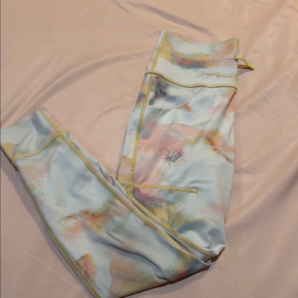 All in Motion Blue and Pink Leggings Moisture-Wicking Stretch